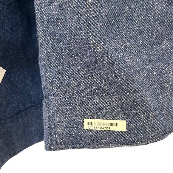 J. Jill Oversized Blazer Jacket L Blue Slat Open Front Roll Tab Sleeve Career - Picture 11 of 12